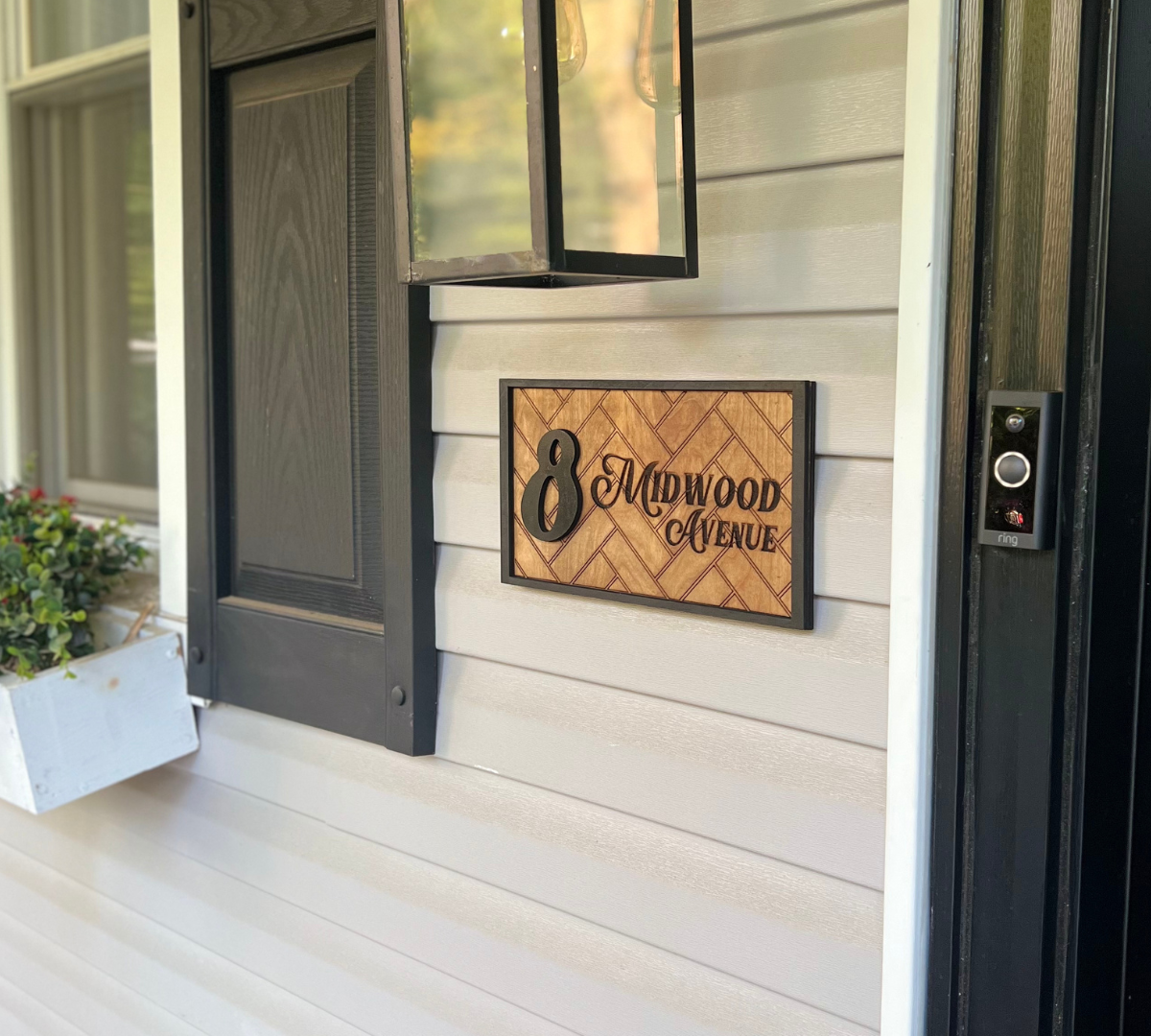 Horizontal House Number Wood Sign Address Plaque (small)