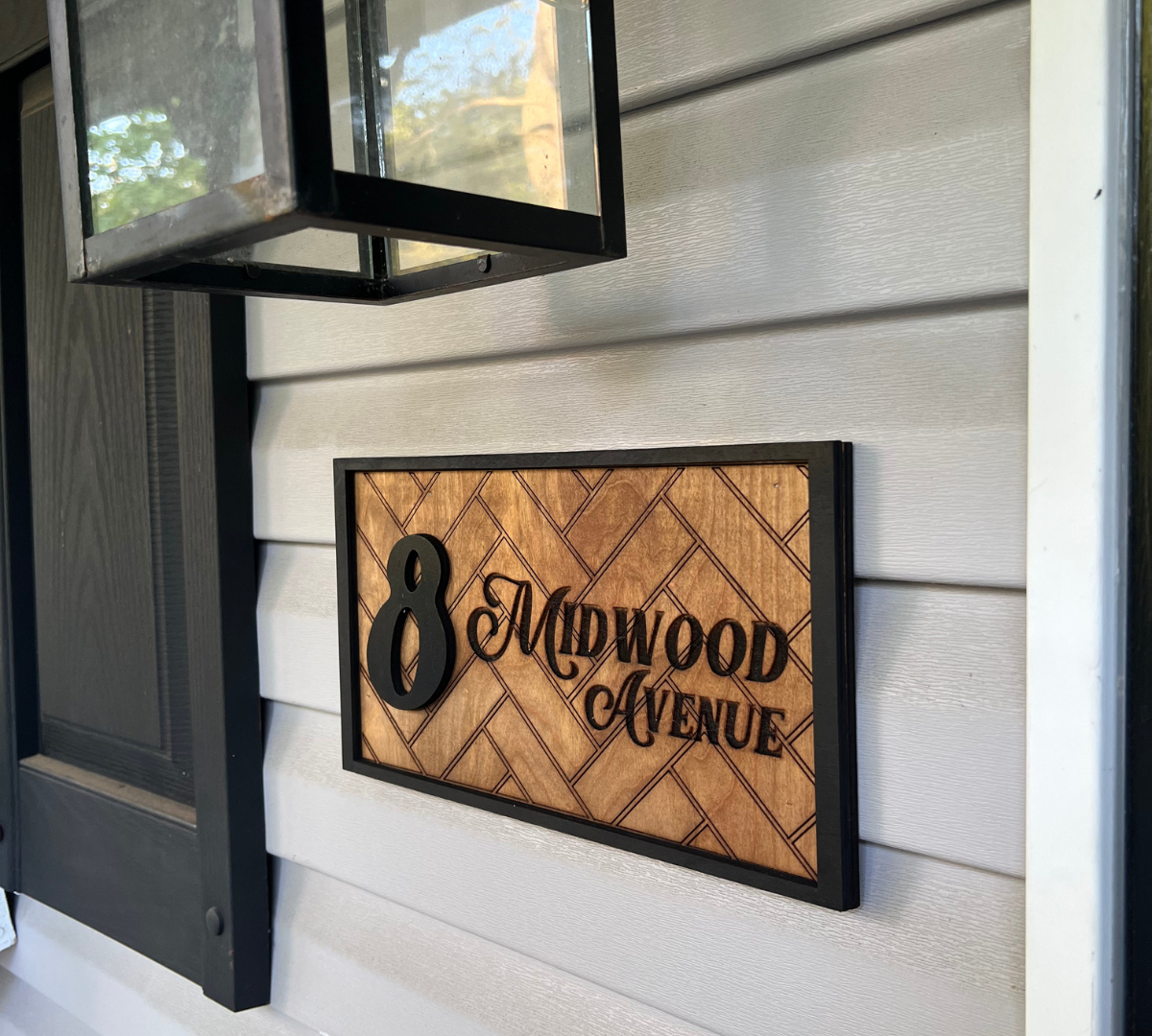 Horizontal House Number Wood Sign Address Plaque (small)