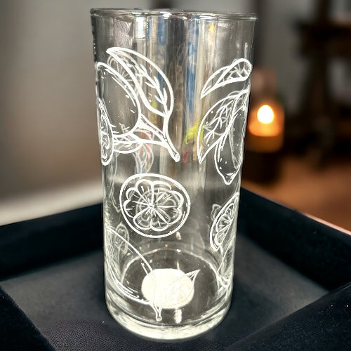 Engraved Lemon Vase