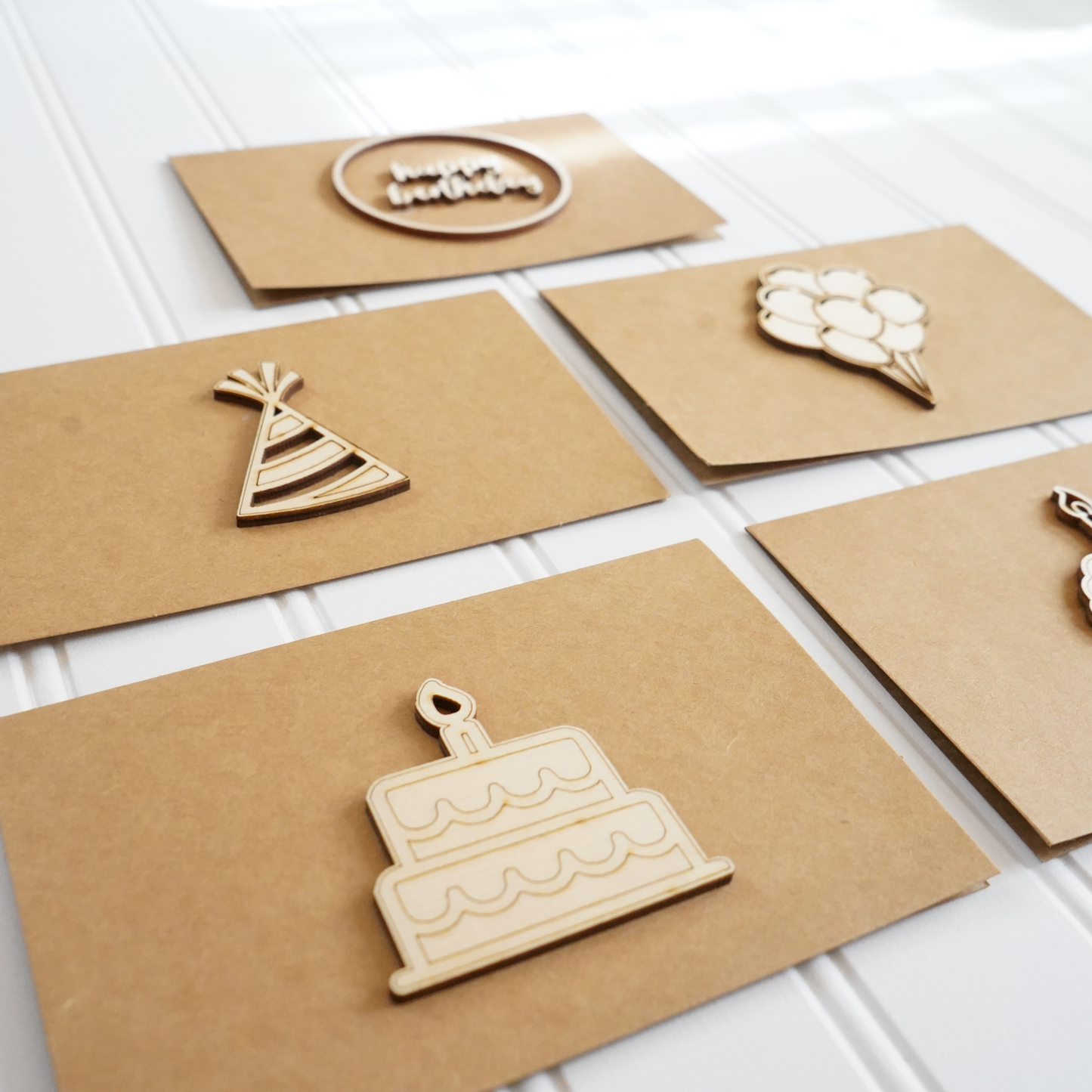 Wooden Birthday Card Pack of 5